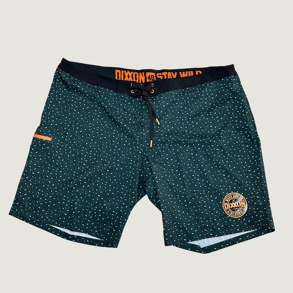 Dixxon Flannel Co Mens Cheetah Boardshorts Teal Animal Print Swim Trunks Size 48